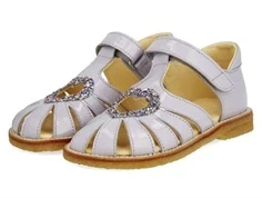 Angulus sandal lilla pastel med glimmerhjerte